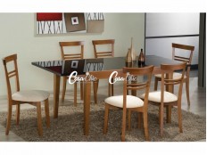 Conjunto Mesa de Jantar Munique Elastica Extensivel com 06 Cadeiras 1.05 ou 1.65 x 0.80 Retangular